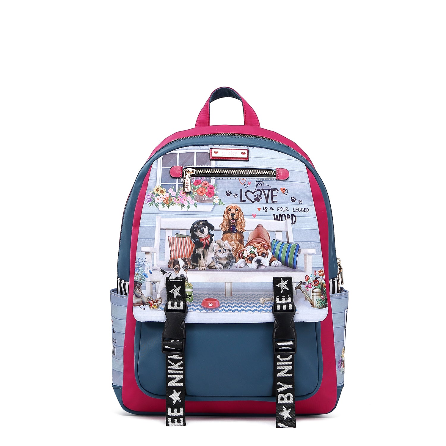 MOCHILA CON SOLAPA DE NYLON ONE HAPPY FAMILY