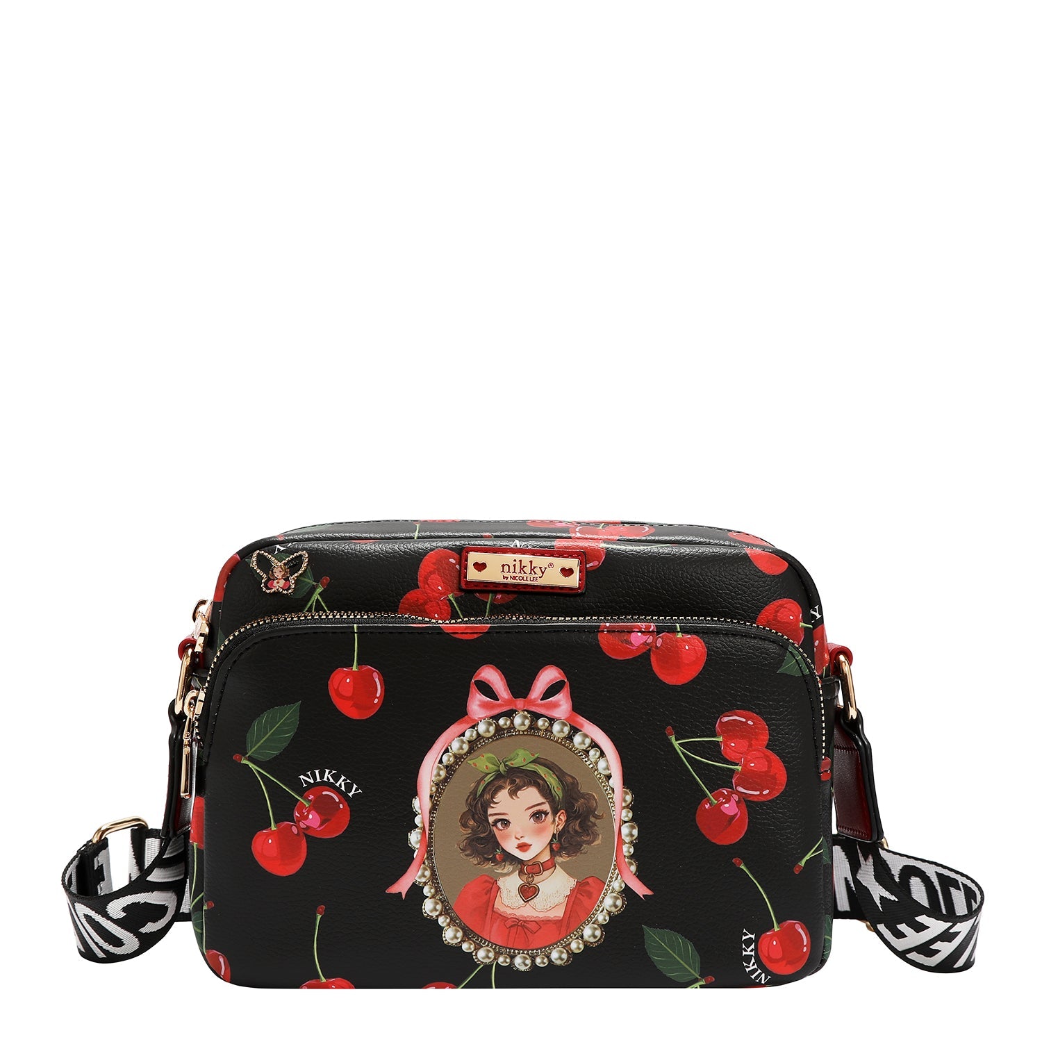 BORSA A TRACOLLA COMPATTA (<tc>CHERRY LIPS</tc>-NERO)