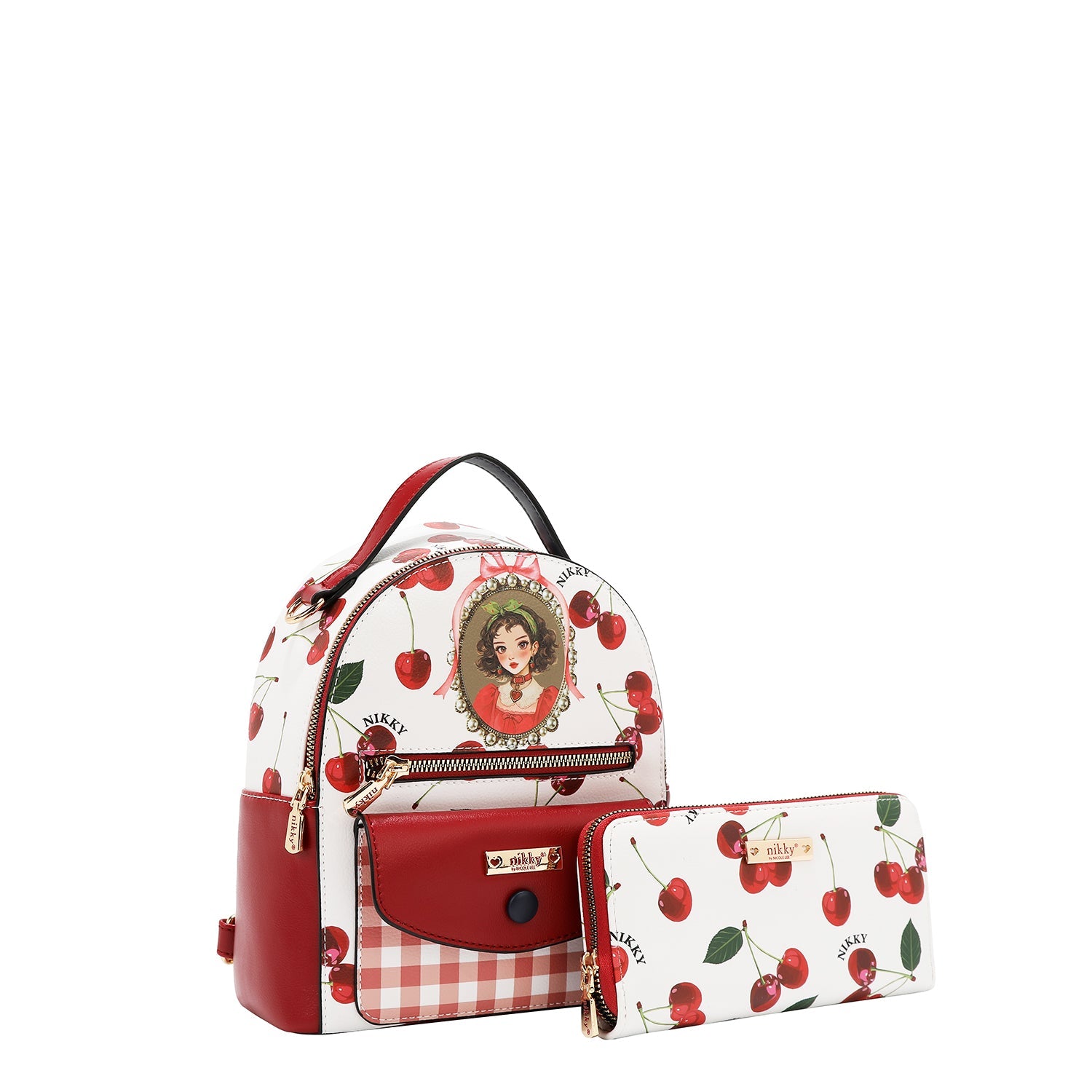 3-TEILIGES SET (RUCKSACK, KLEINER RUCKSACK UND GELDBÖRSE)<tc>CHERRY LIPS</tc>-WEISS)