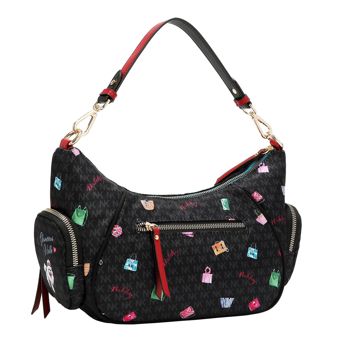 BOLSO DE HOMBRO DE NYLON (GLAMOROUS WALK - NEGRO)