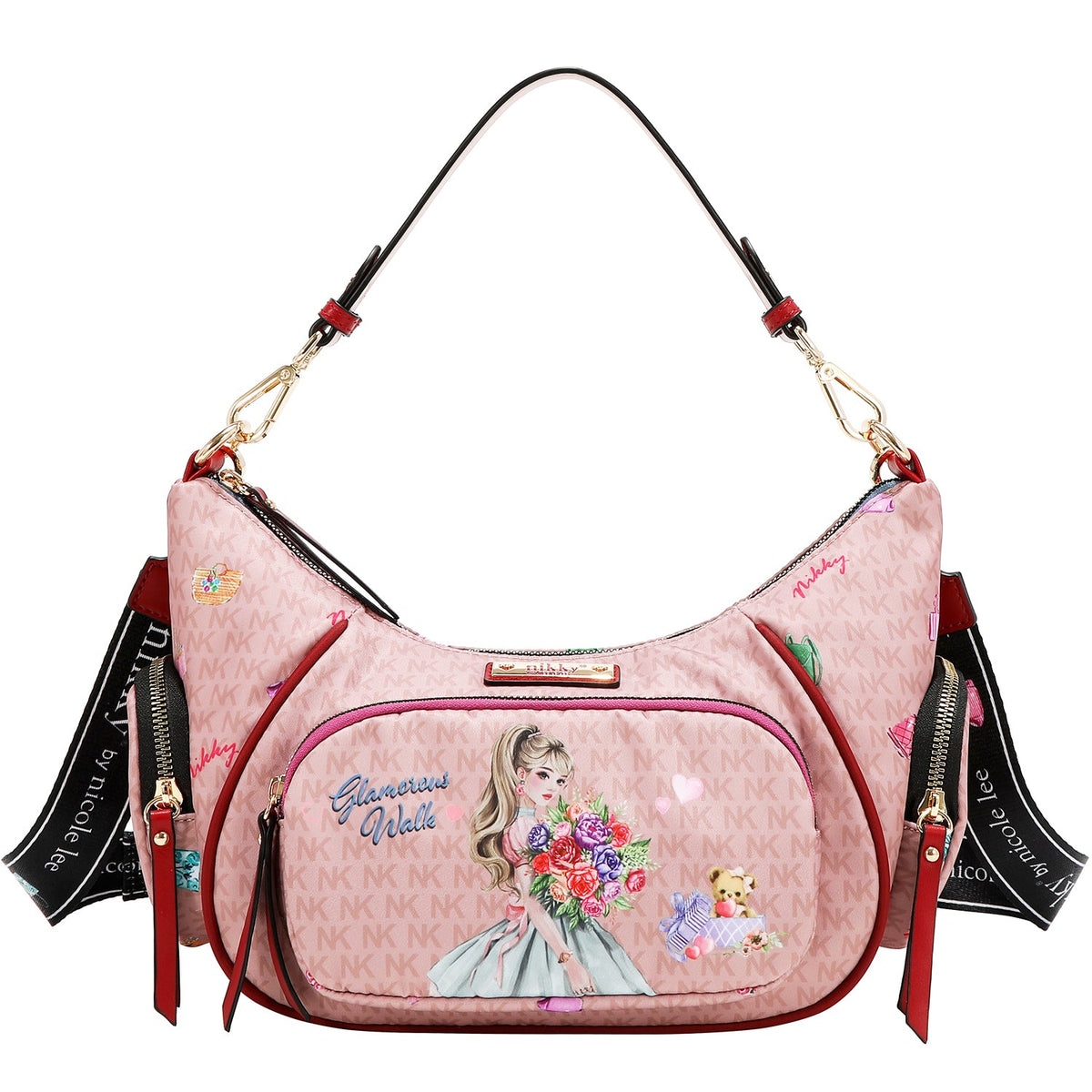 BOLSO DE HOMBRO DE NYLON (GLAMOROUS WALK - ROSA)