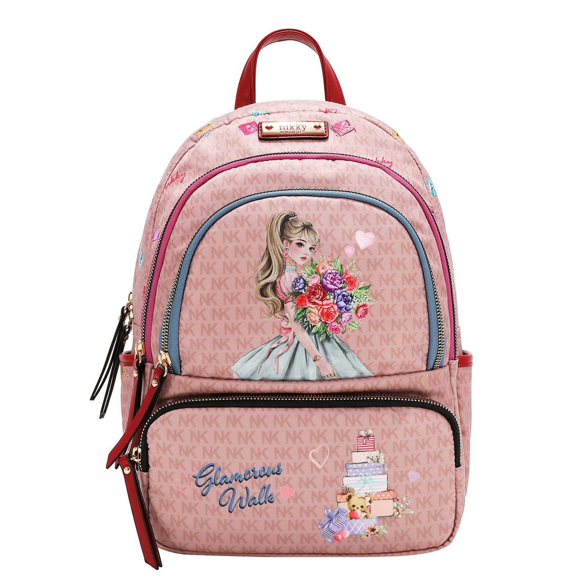MOCHILA MEDIANA DE NYLON (GLAMOROUS WALK - ROSA)