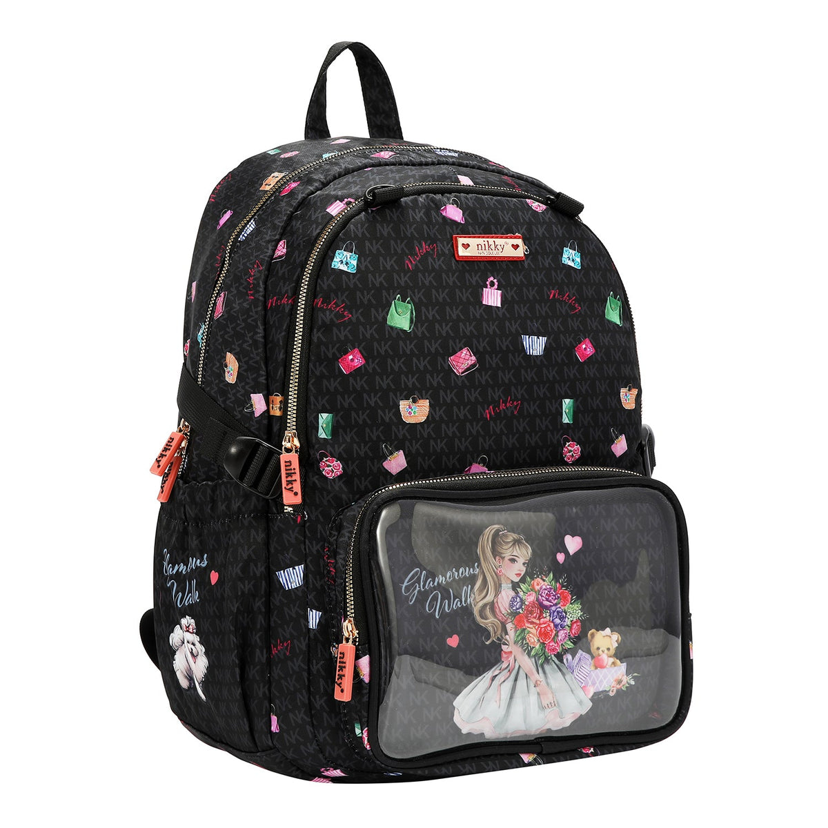 MOCHILA GRANDE DE NAILON (GLAMOROUS WALK-NEGRO)