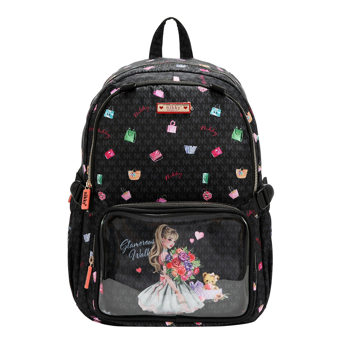 MOCHILA GRANDE DE NAILON (GLAMOROUS WALK-NEGRO)