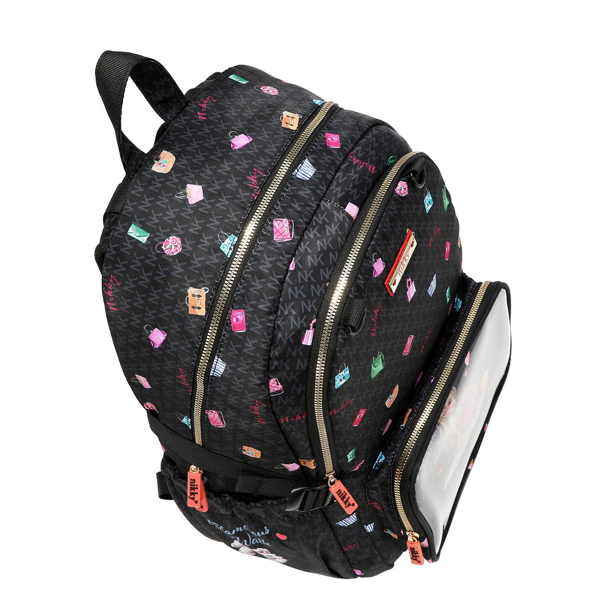 MOCHILA GRANDE DE NAILON (GLAMOROUS WALK-NEGRO)