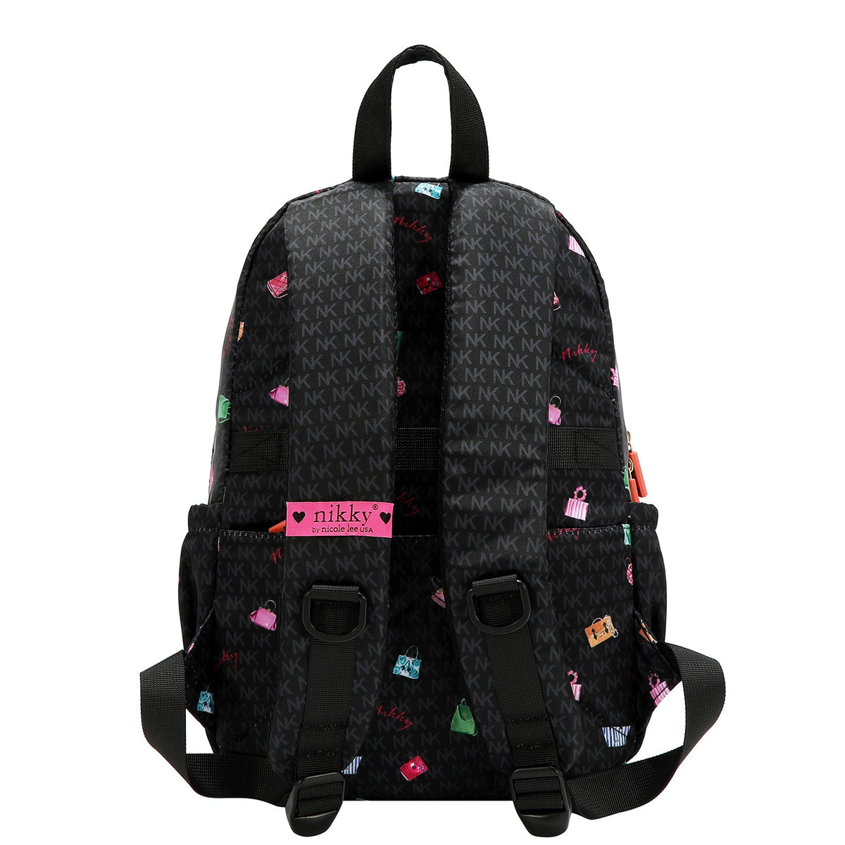 MOCHILA MEDIANA DE NAILON CON MOÑO (GLAMOROUS WALK-NEGRO)