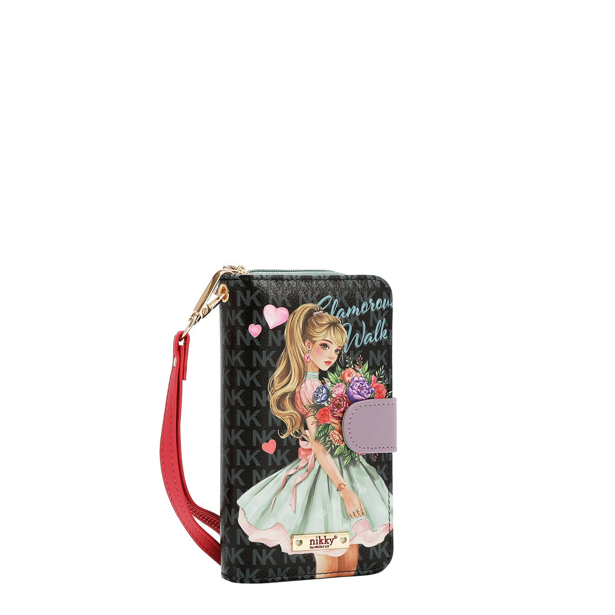PORTA MOVIL CON CARTERA (GLAMOROUS WALK - NEGRO)