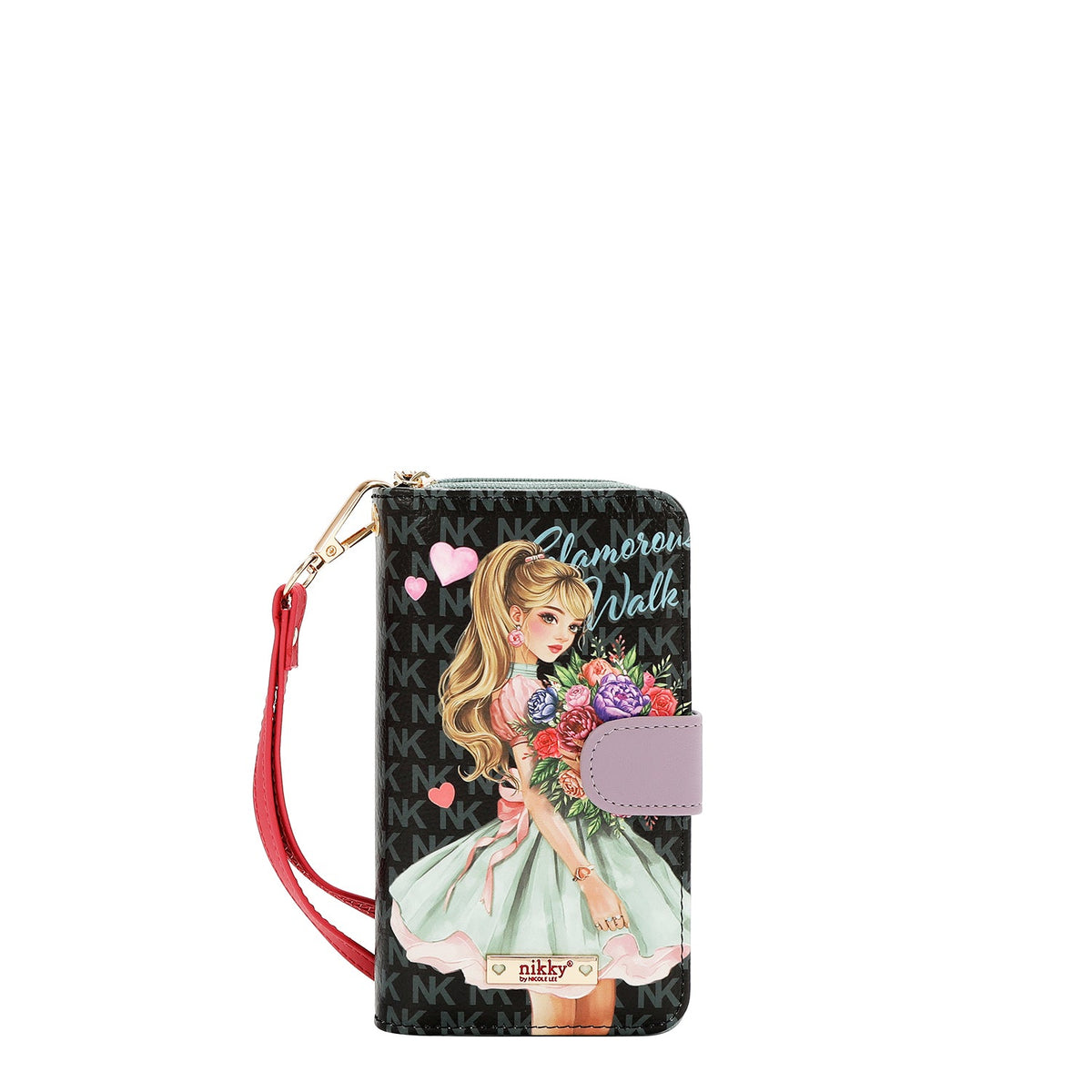 PORTA MOVIL CON CARTERA (GLAMOROUS WALK - NEGRO)