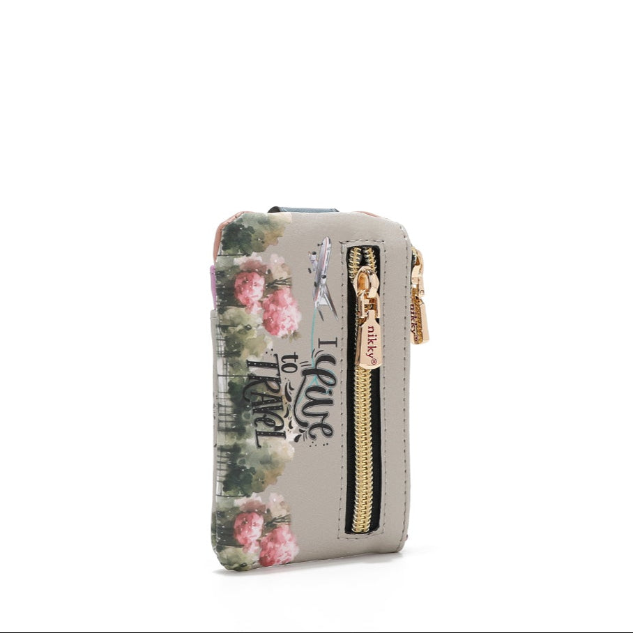 MINI PORTA CARTE CON CHIUSURA (<tc>I LIVE TO TRAVEL</tc>)