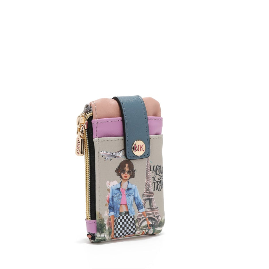 MINI PORTE-CARTES AVEC FERMETURE (<tc>I LIVE TO TRAVEL</tc>)