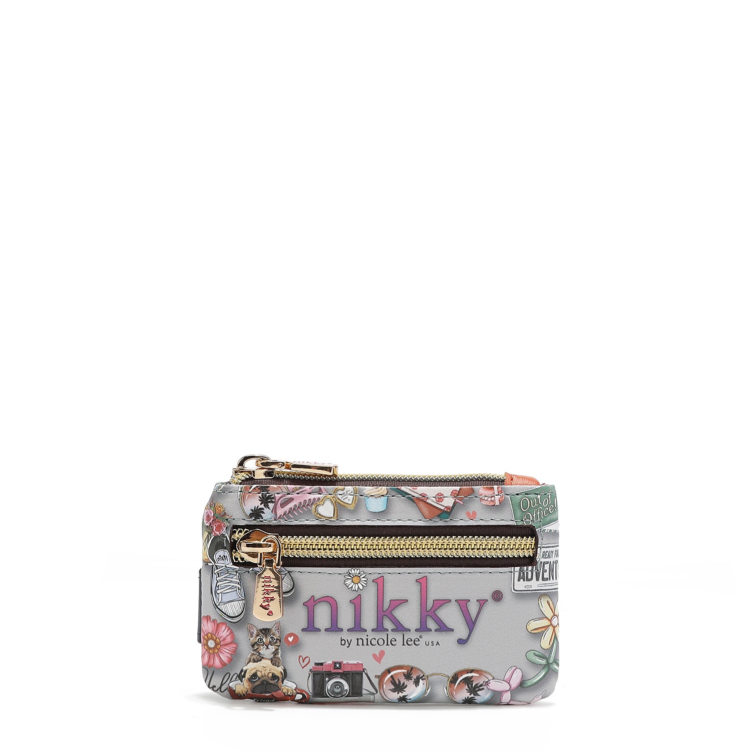 PORTA CARTE MINI CON CHIUSURA ZIP E BOTTONE A SCATTO <tc>NIKKY WORLD</tc>