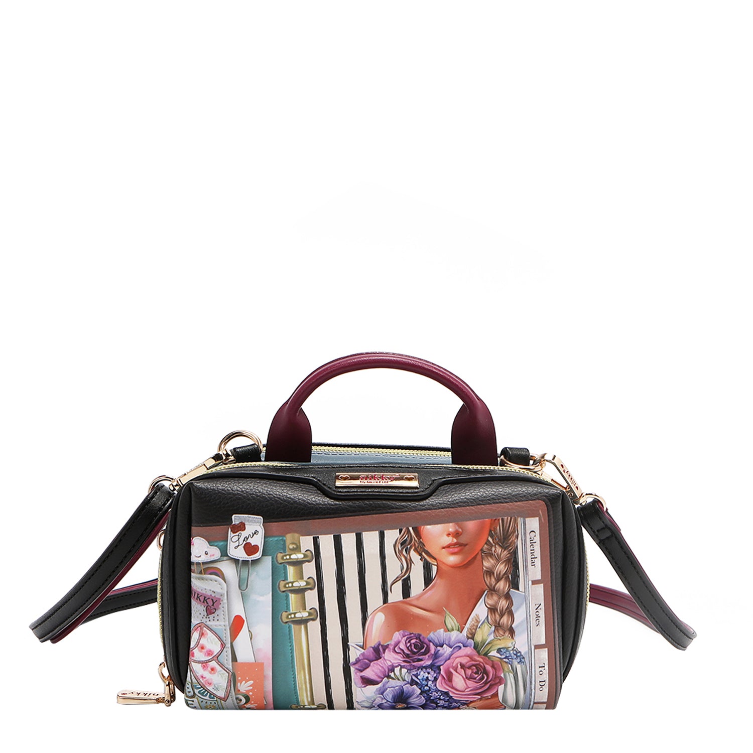 MINI BOSTON CROSSBODY BAG MIT DOPPEL-REISSVERSCHLUSS (<tc>NOSTALGIA</tc>)