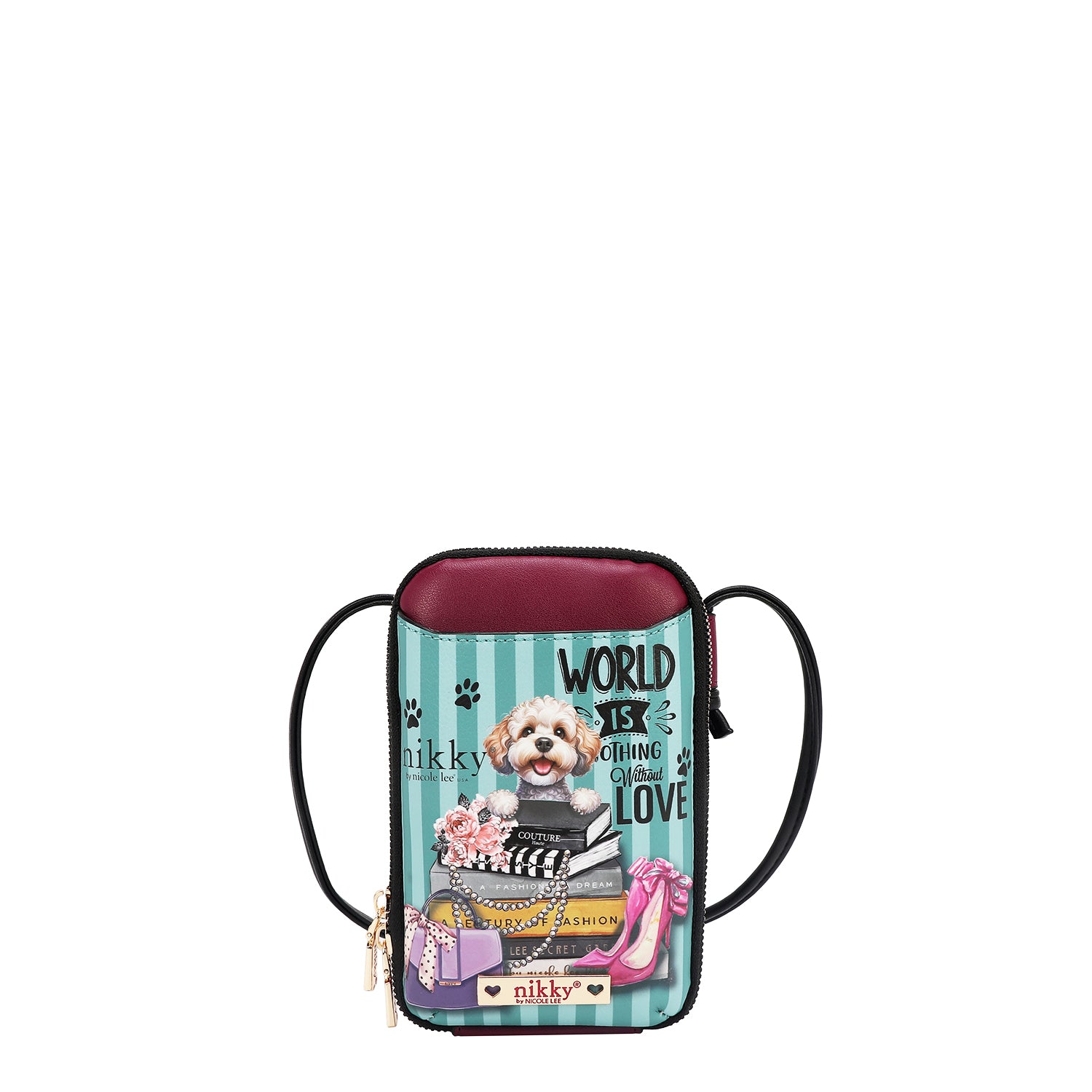 SAC BANDOULIÈRE AVEC FERMETURE ÉCLAIR POUR TÉLÉPHONE/PORTEFEUILLE (DESSUS TO LOVE YOU)