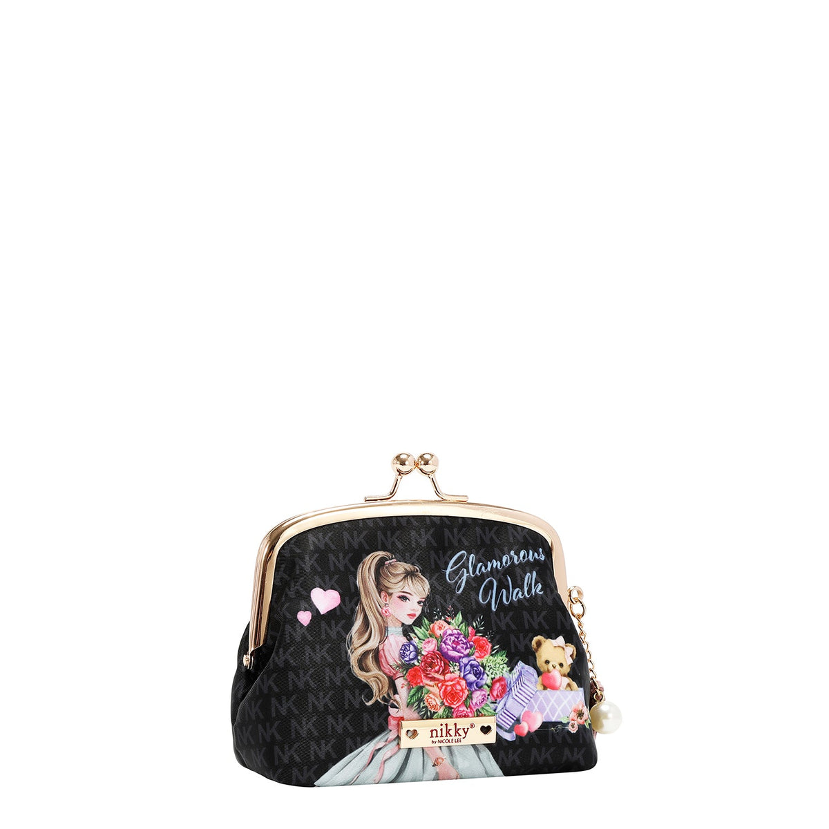 BOLSA DE COSMÉTICOS CON BESO BLOQUEADO (GLAMOROUS WALK-NEGRO)