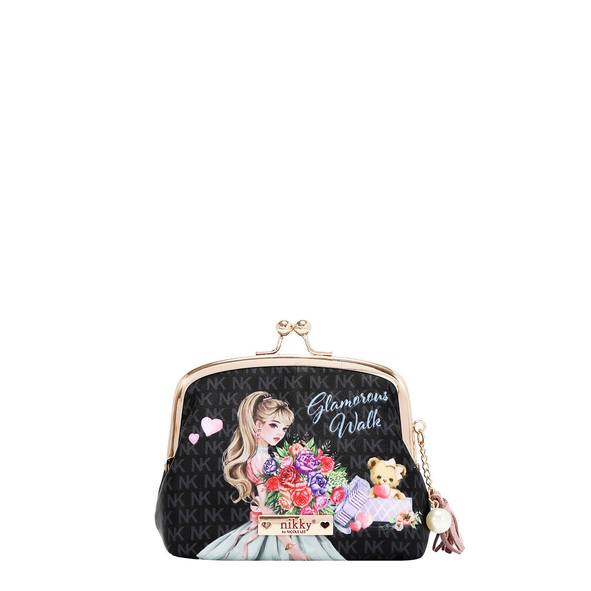 BOLSA DE COSMÉTICOS CON BESO BLOQUEADO (GLAMOROUS WALK-NEGRO)