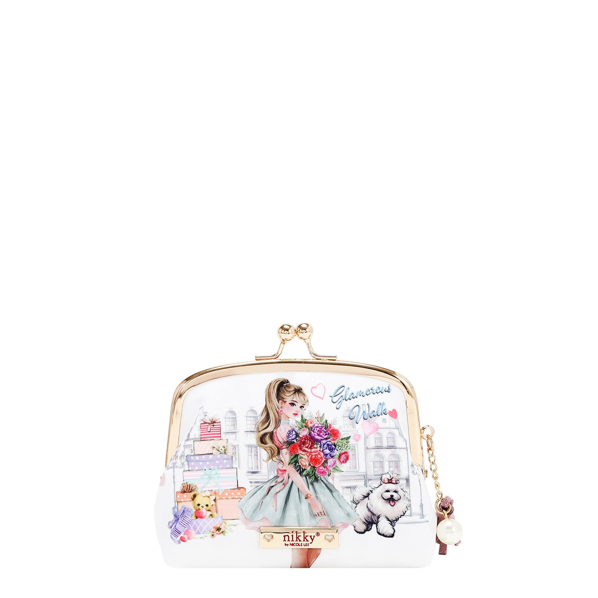 BOLSA DE COSMÉTICOS CON BESO BLOQUEADO (GLAMOROUS WALK-BLANCO)