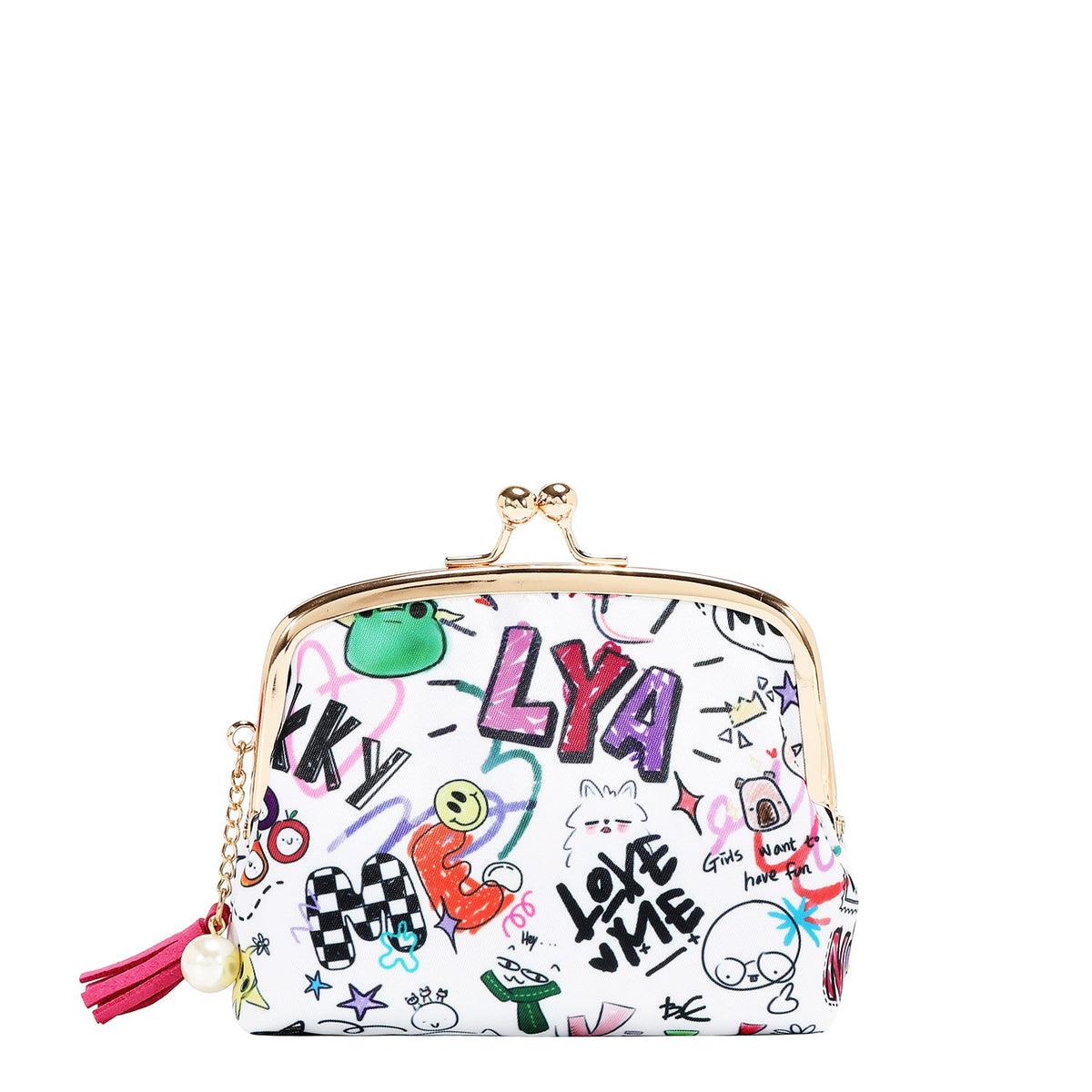 BOLSA DE COSMÉTICOS CON BESO BLOQUEADO (JUST FOR FUN-BLANCO)