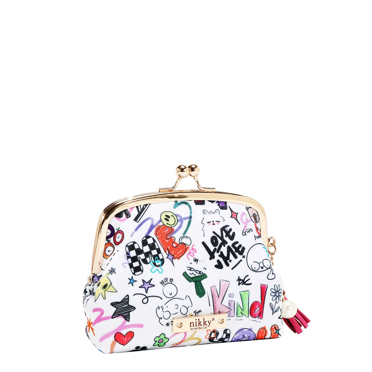 BOLSA DE COSMÉTICOS CON BESO BLOQUEADO (JUST FOR FUN-BLANCO)