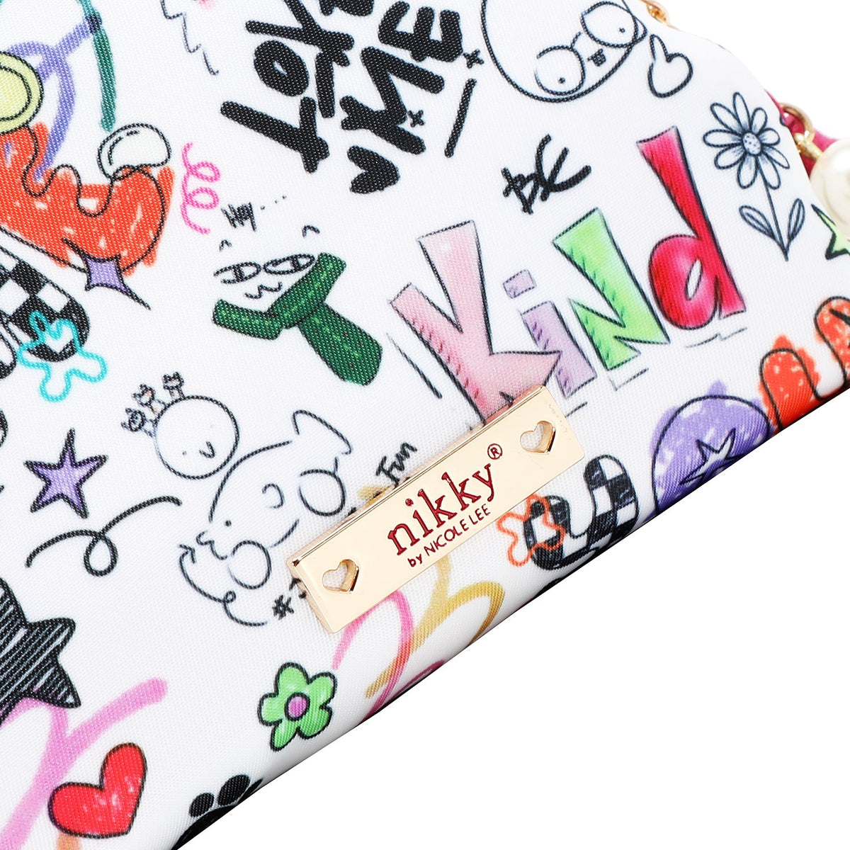 BOLSA DE COSMÉTICOS CON BESO BLOQUEADO (JUST FOR FUN-BLANCO)
