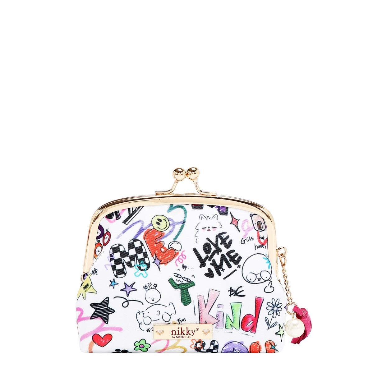 BOLSA DE COSMÉTICOS CON BESO BLOQUEADO (JUST FOR FUN-BLANCO)