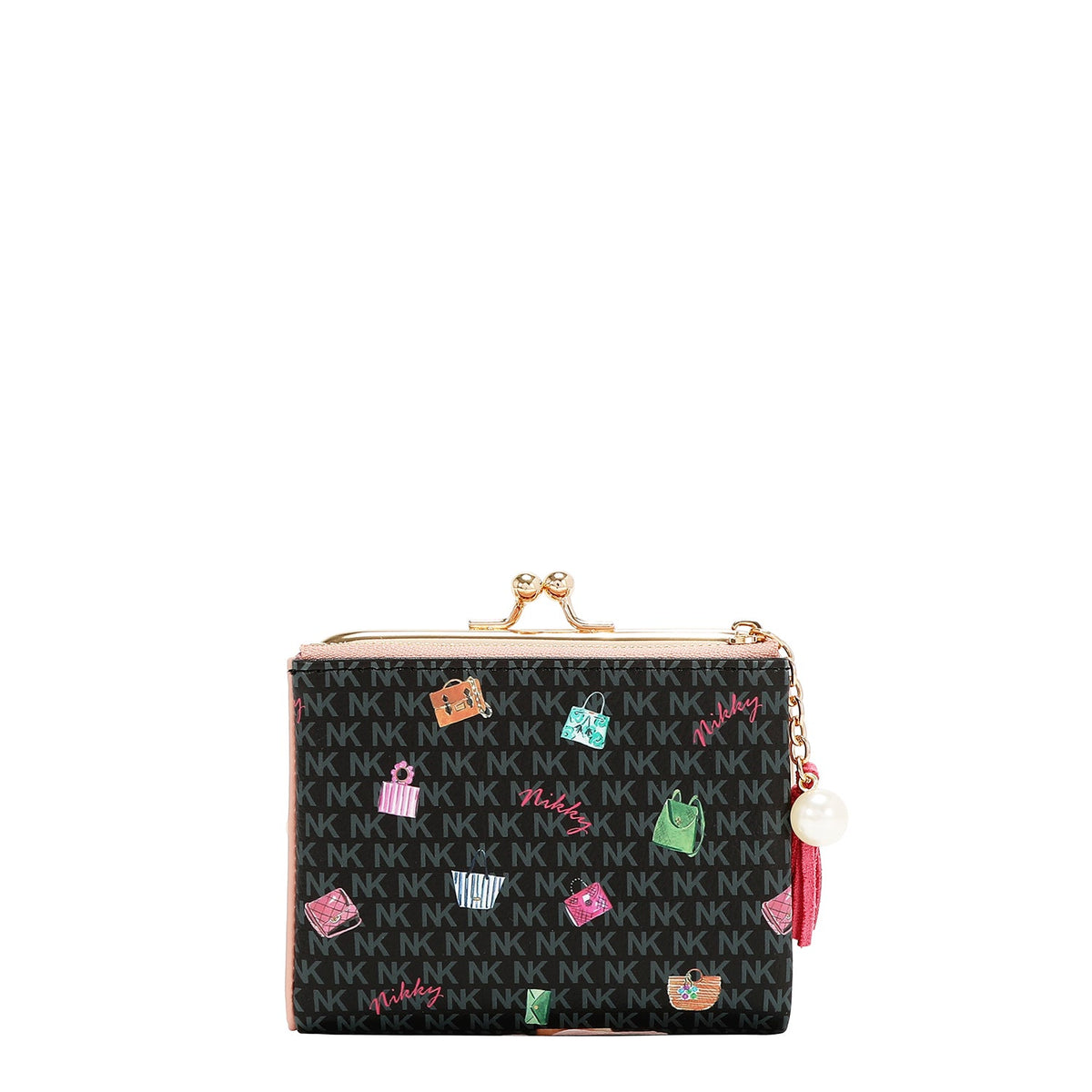 MONEDERO CON BLOQUEO DE BESO (GLAMOROUS WALK-NEGRO)