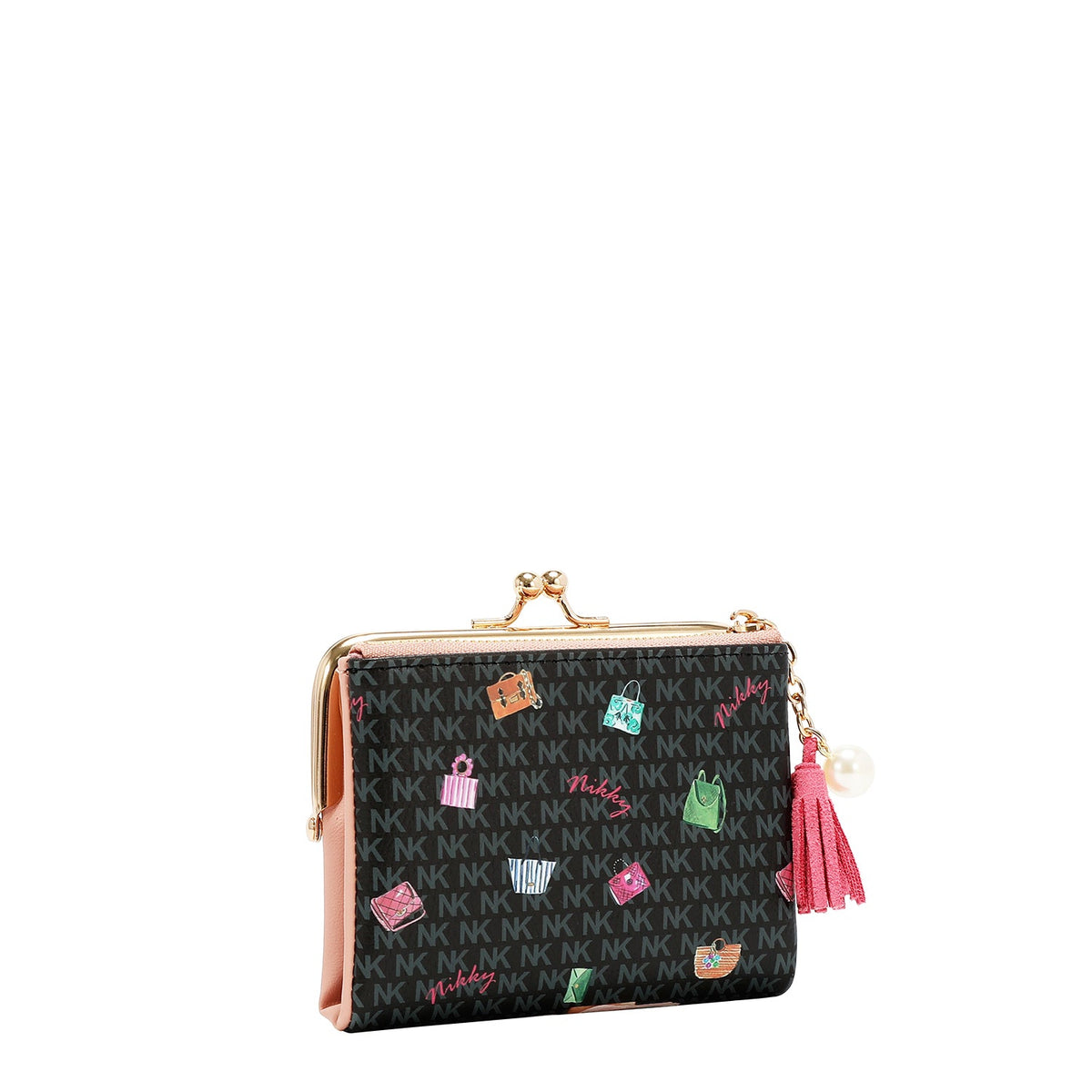 MONEDERO CON BLOQUEO DE BESO (GLAMOROUS WALK-NEGRO)