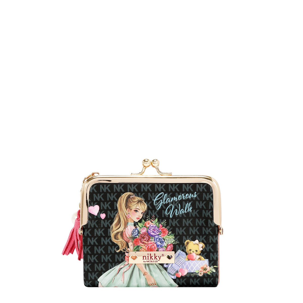 MONEDERO CON BLOQUEO DE BESO (GLAMOROUS WALK-NEGRO)