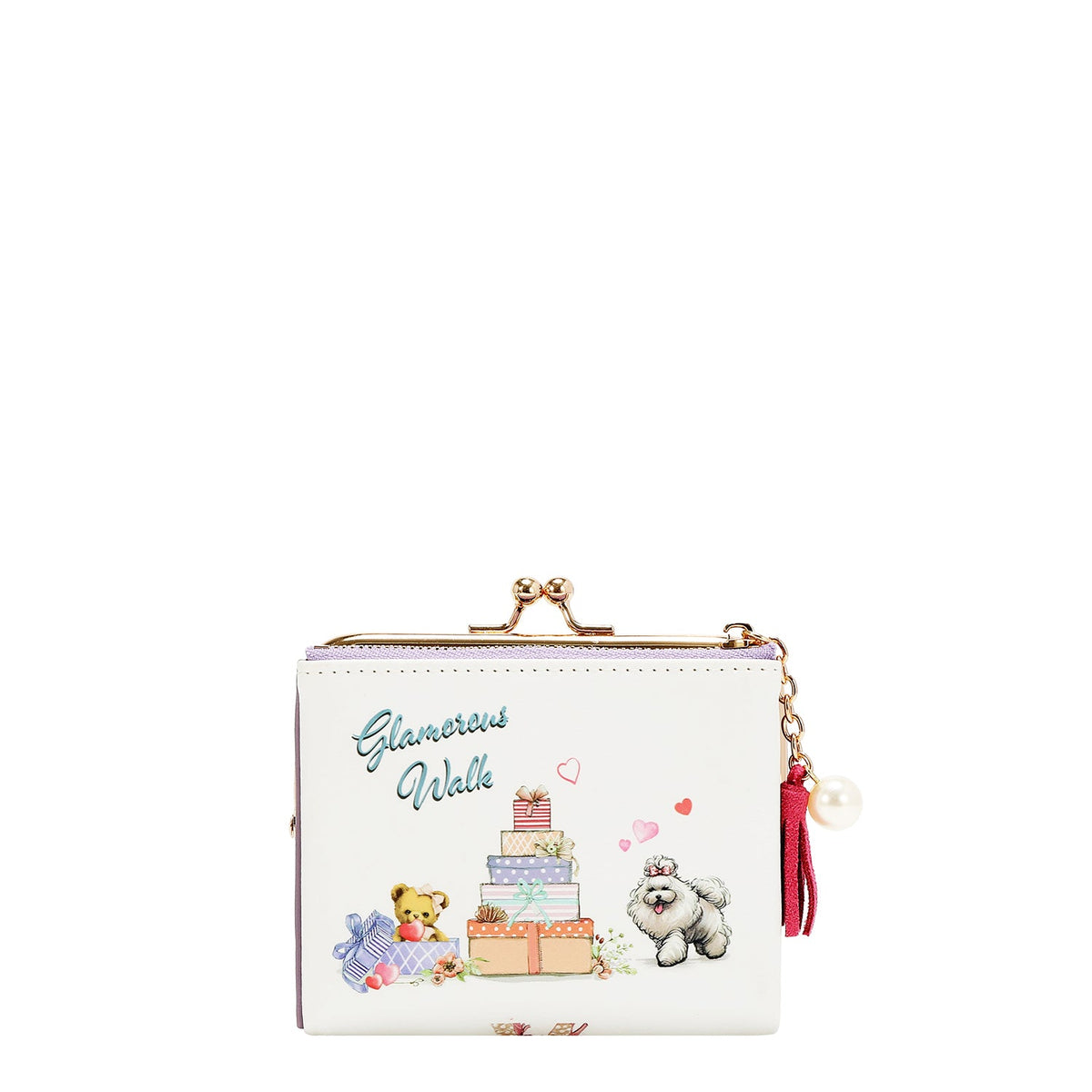 MONEDERO CON BLOQUEO DE BESO (GLAMOROUS WALK-BLANCO)