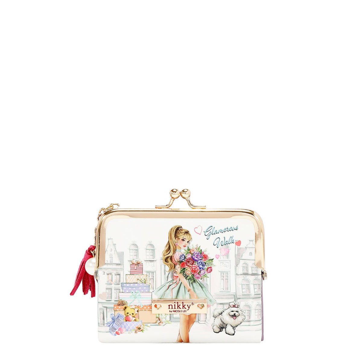 MONEDERO CON BLOQUEO DE BESO (GLAMOROUS WALK-BLANCO)