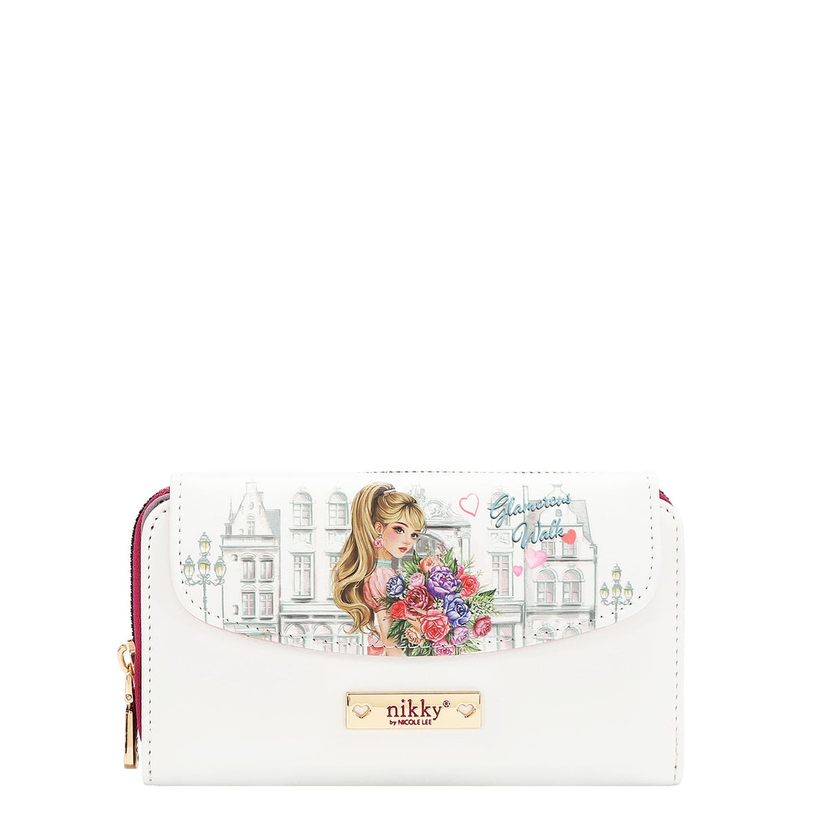 CARTERA CON SOLAPA Y CIERRE DE CREMALLERA (GLAMOROUS WALK-BLANCO)