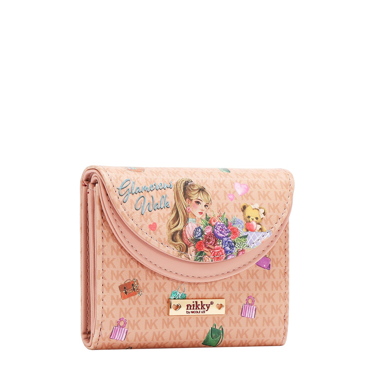 CARTERA COMPACTA DOBLE SOLAPA (GLAMOROUS WALK-ROSA)