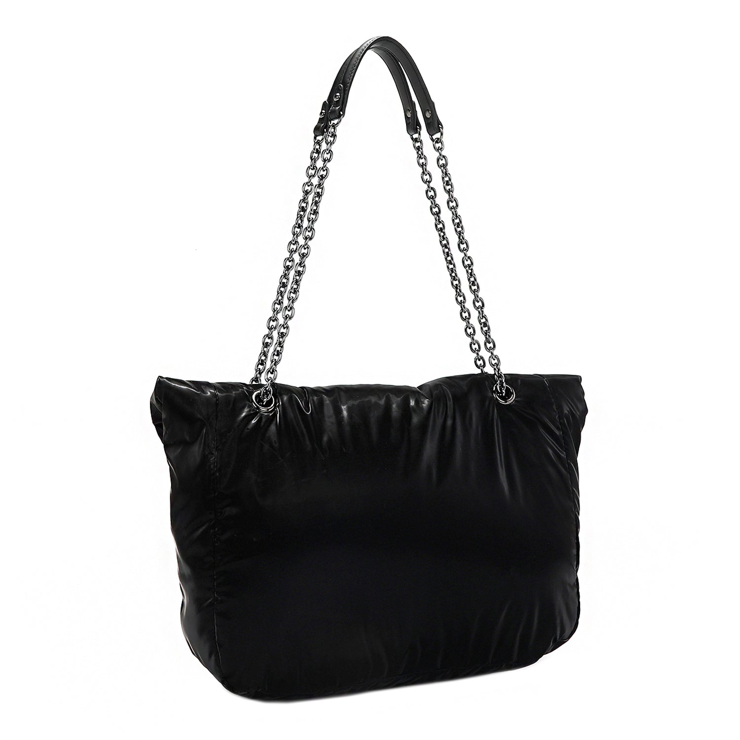 BOLSO GRANDE CON SOLAPA ACOLCHADO (NEGRO)