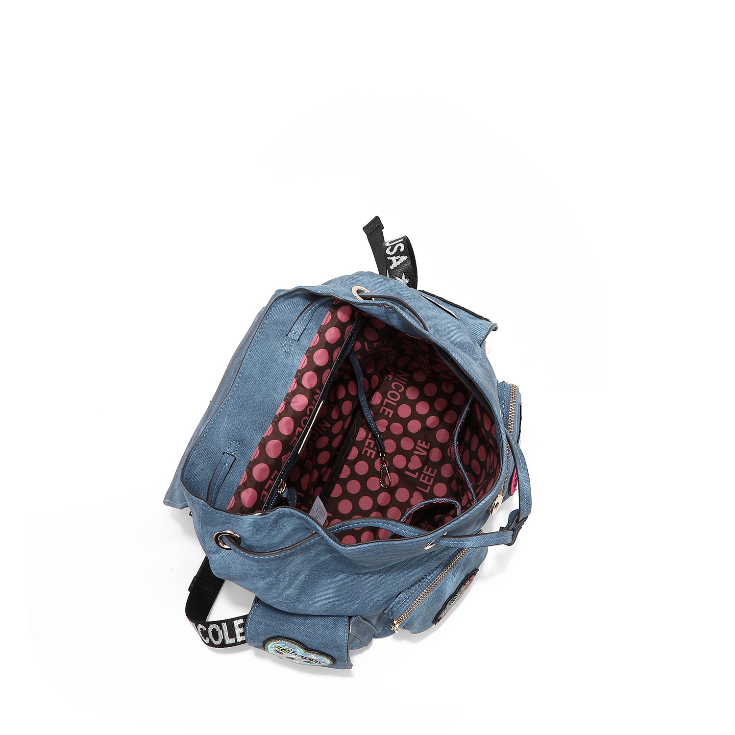 MOCHILA CON MÚLTIPLES PARCHES (MARRON)