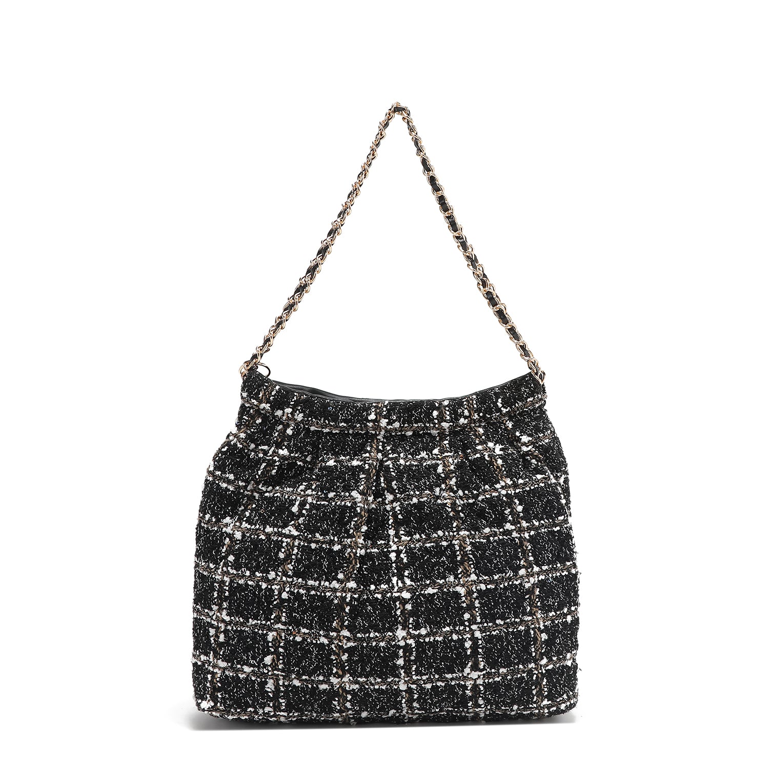 BOLSO DE HOMBRO ESTILO TWEED (NEGRO)