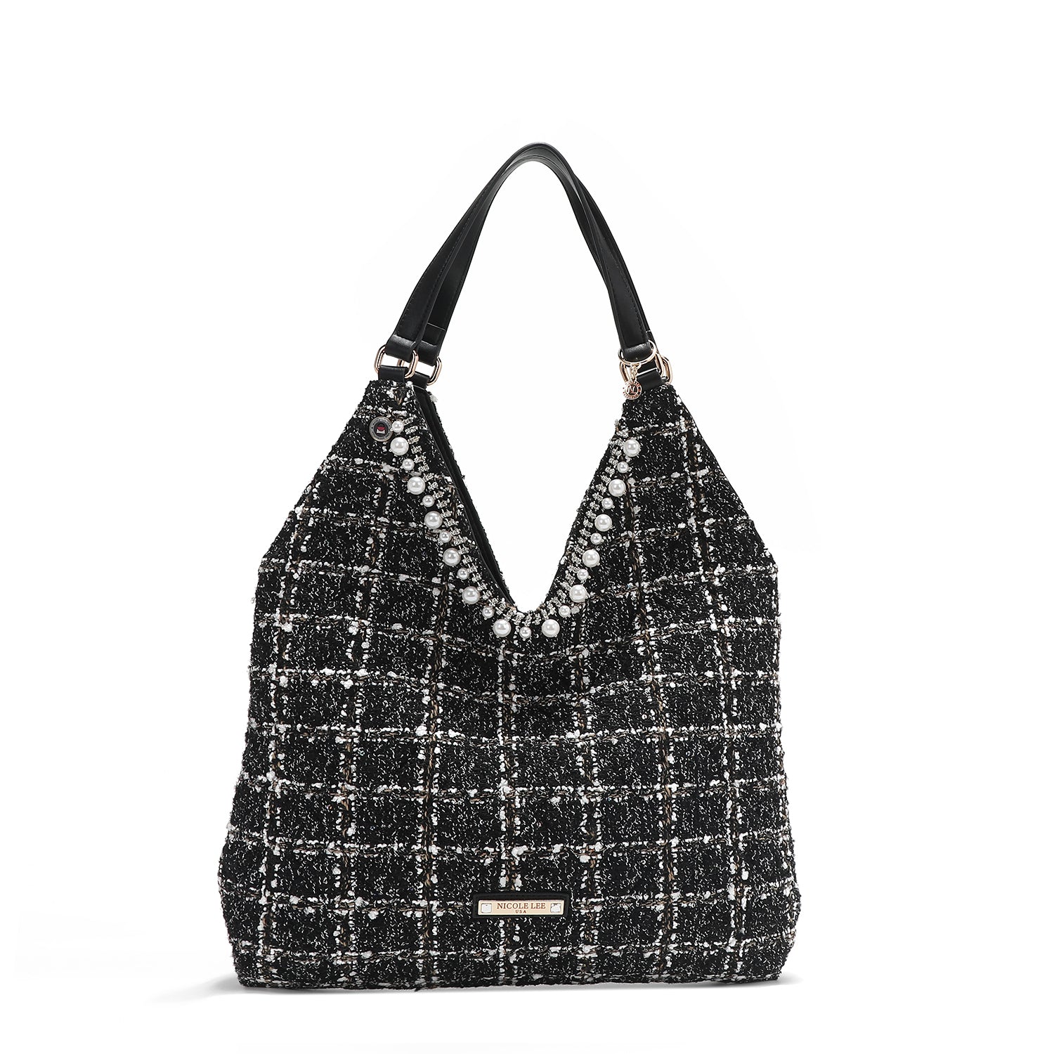 BOLSO HOBO GRANDE ESTILO TWEED (NEGRO)