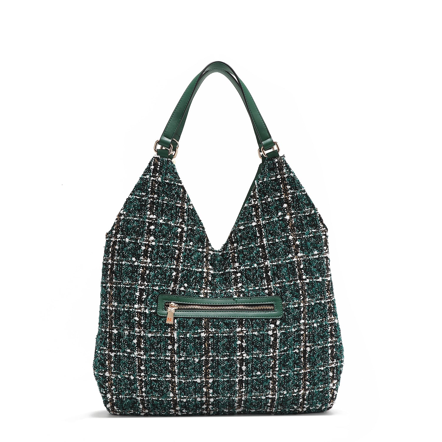 BOLSO HOBO GRANDE ESTILO TWEED (VERDE)