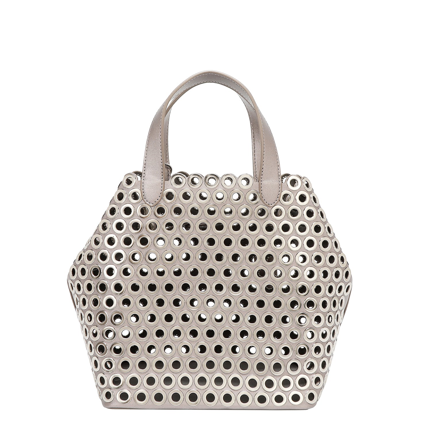 BORSA A BORSA CON BORDO OCCHIELLO (ARGENTO)