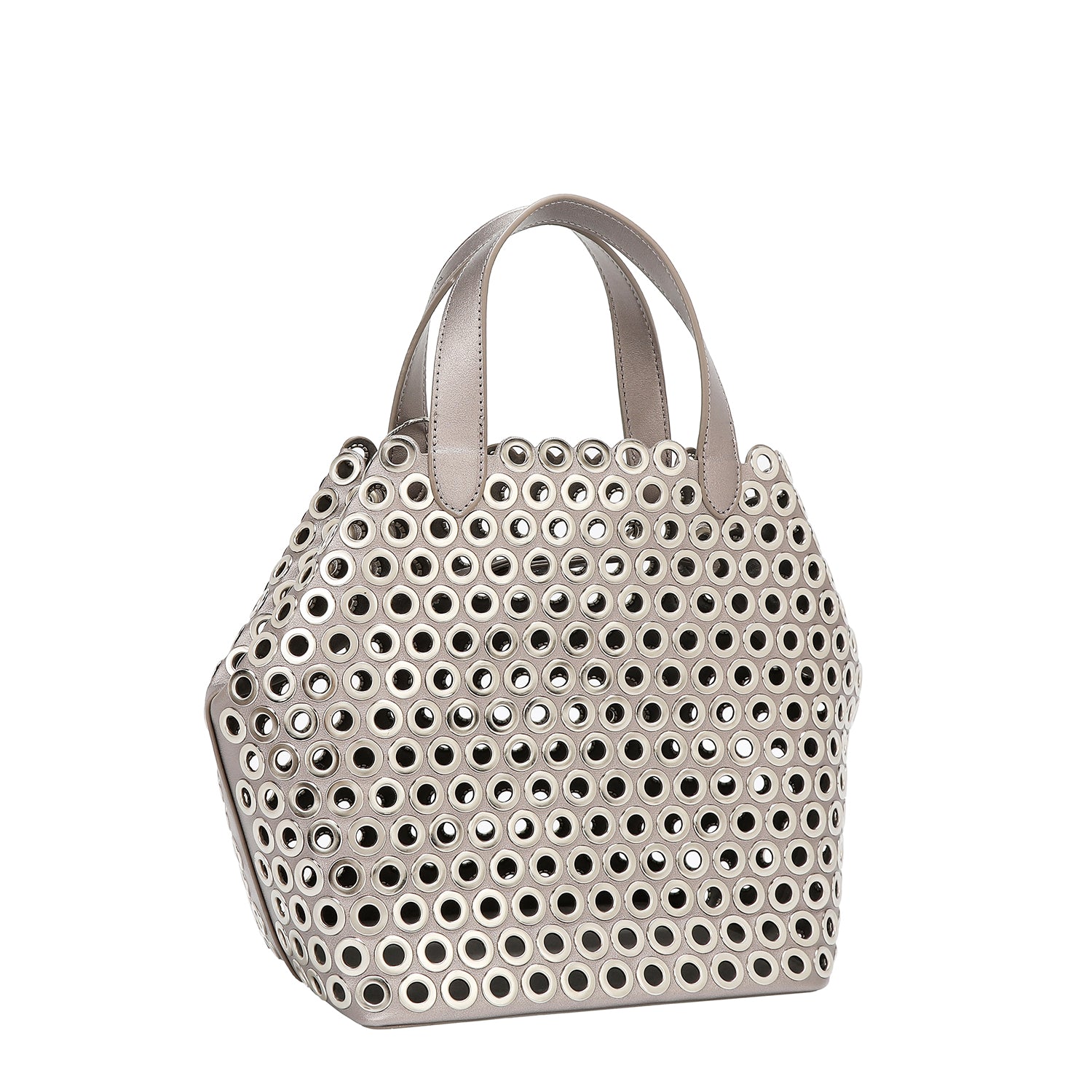 BORSA A BORSA CON BORDO OCCHIELLO (ARGENTO)