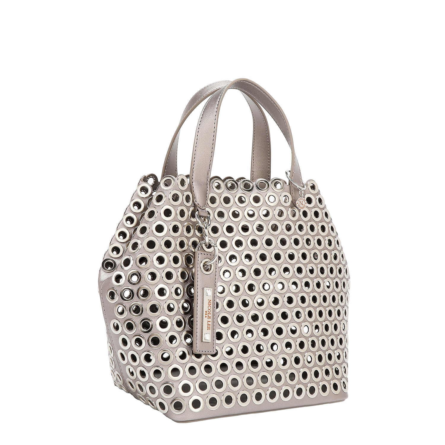 BORSA A BORSA CON BORDO OCCHIELLO (ARGENTO)