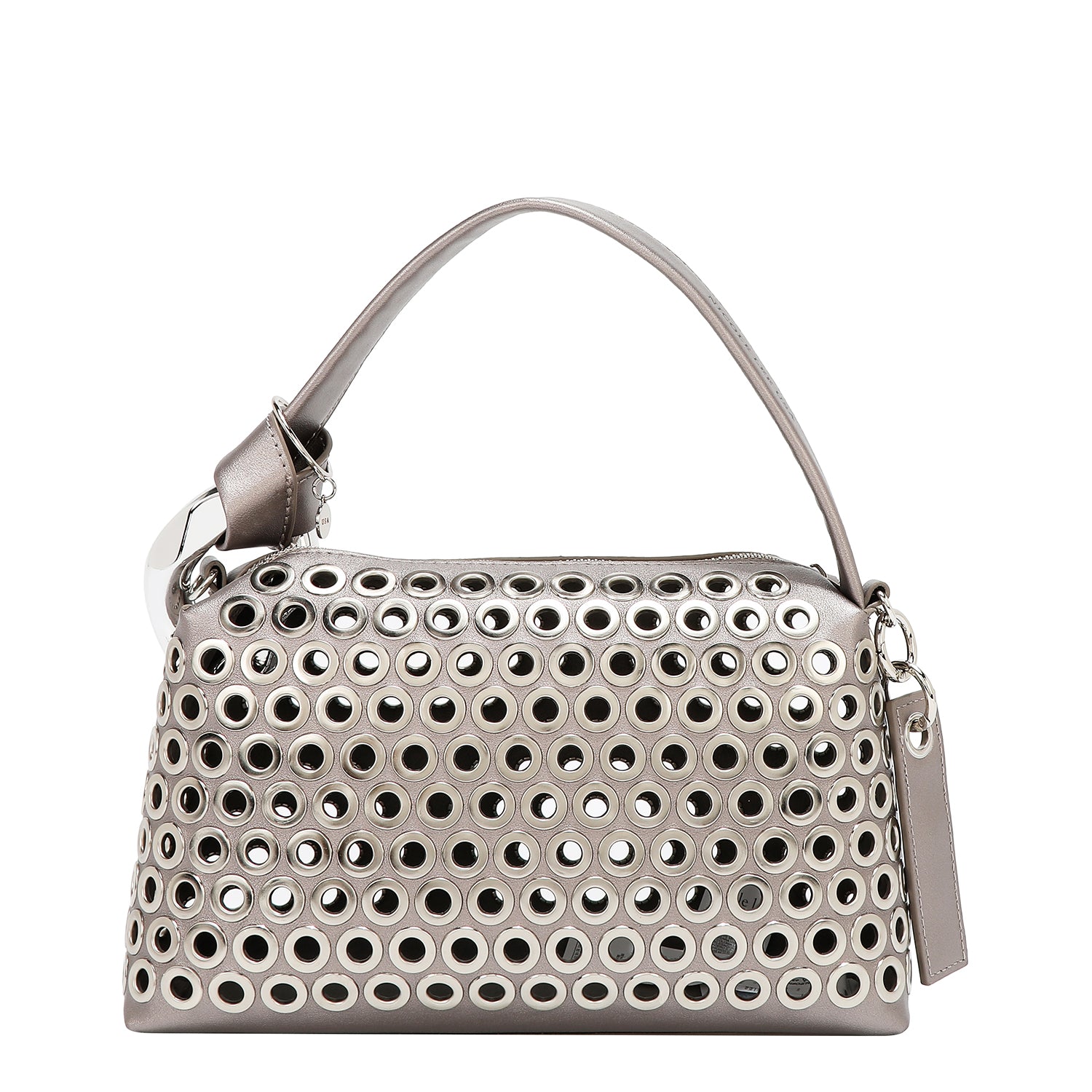 BORSA A TRACOLLA CON BORDO OCCHIELLO (ARGENTO)