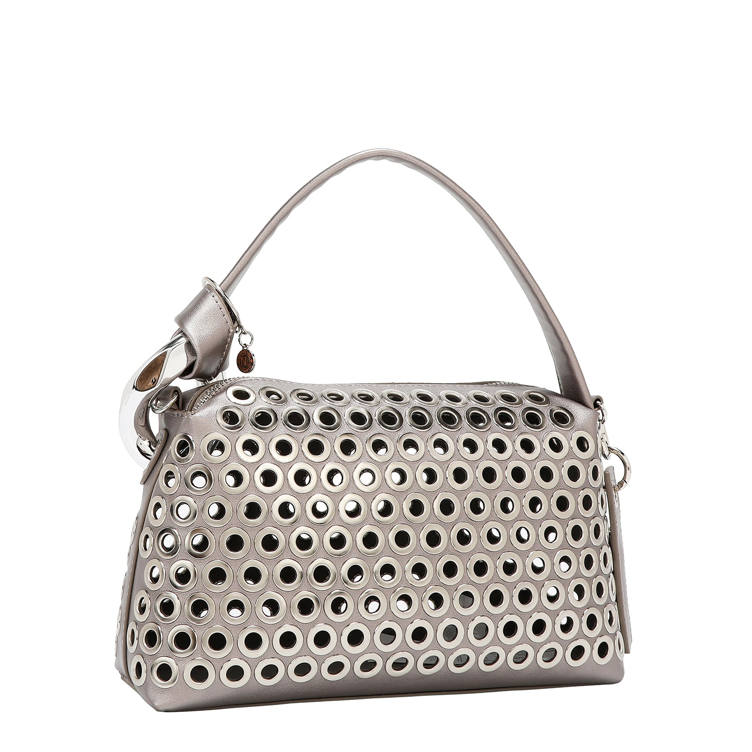 BORSA A TRACOLLA CON BORDO OCCHIELLO (ARGENTO)