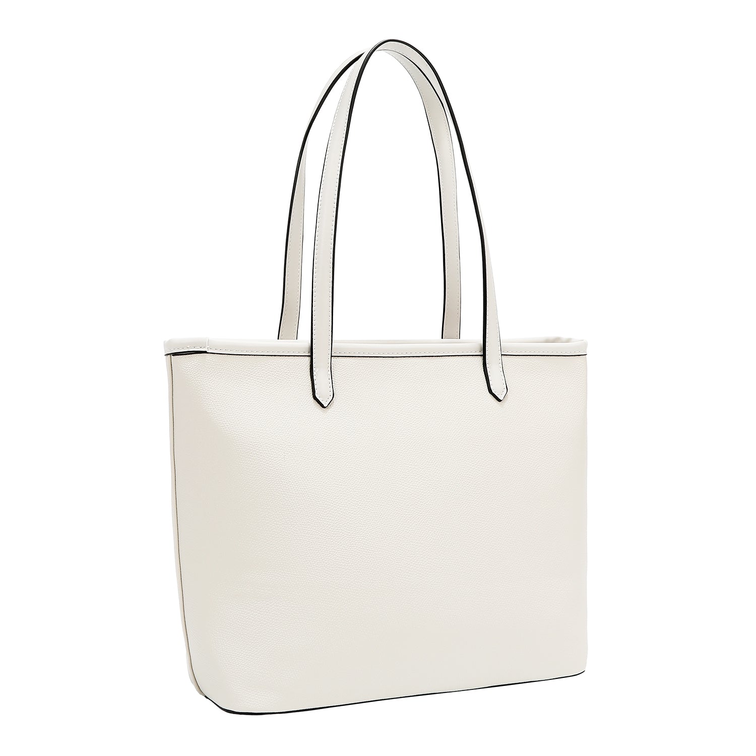 Shopper bag with pocket and color blocks (white)