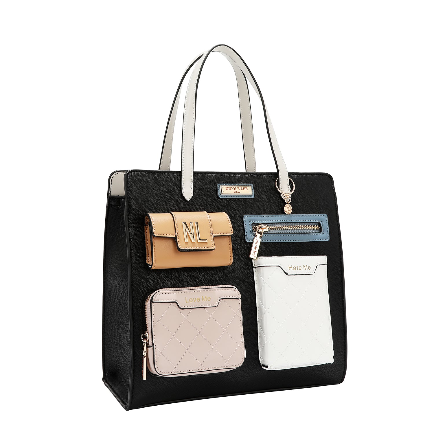 Borsa da tasca con blocchi di colore (nero)