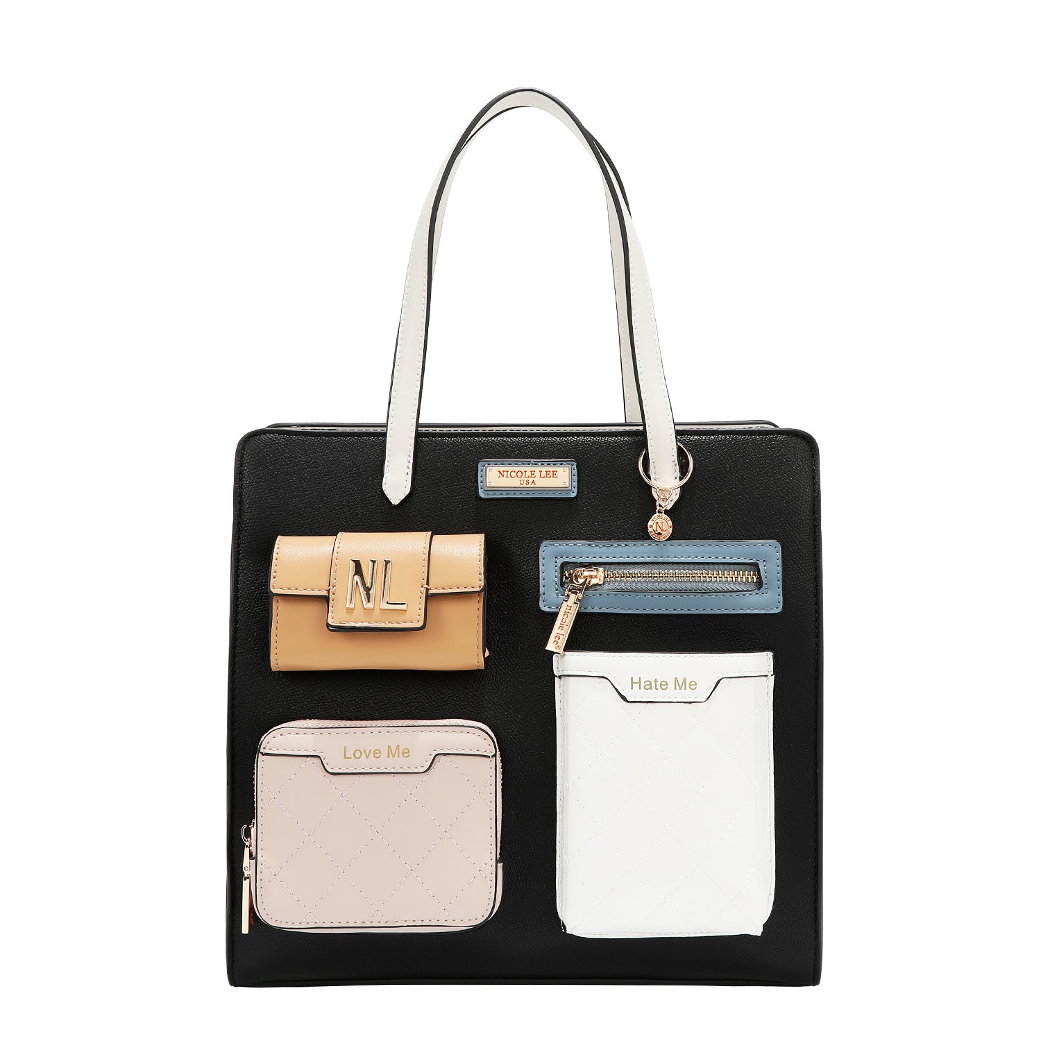 Borsa da tasca con blocchi di colore (nero)