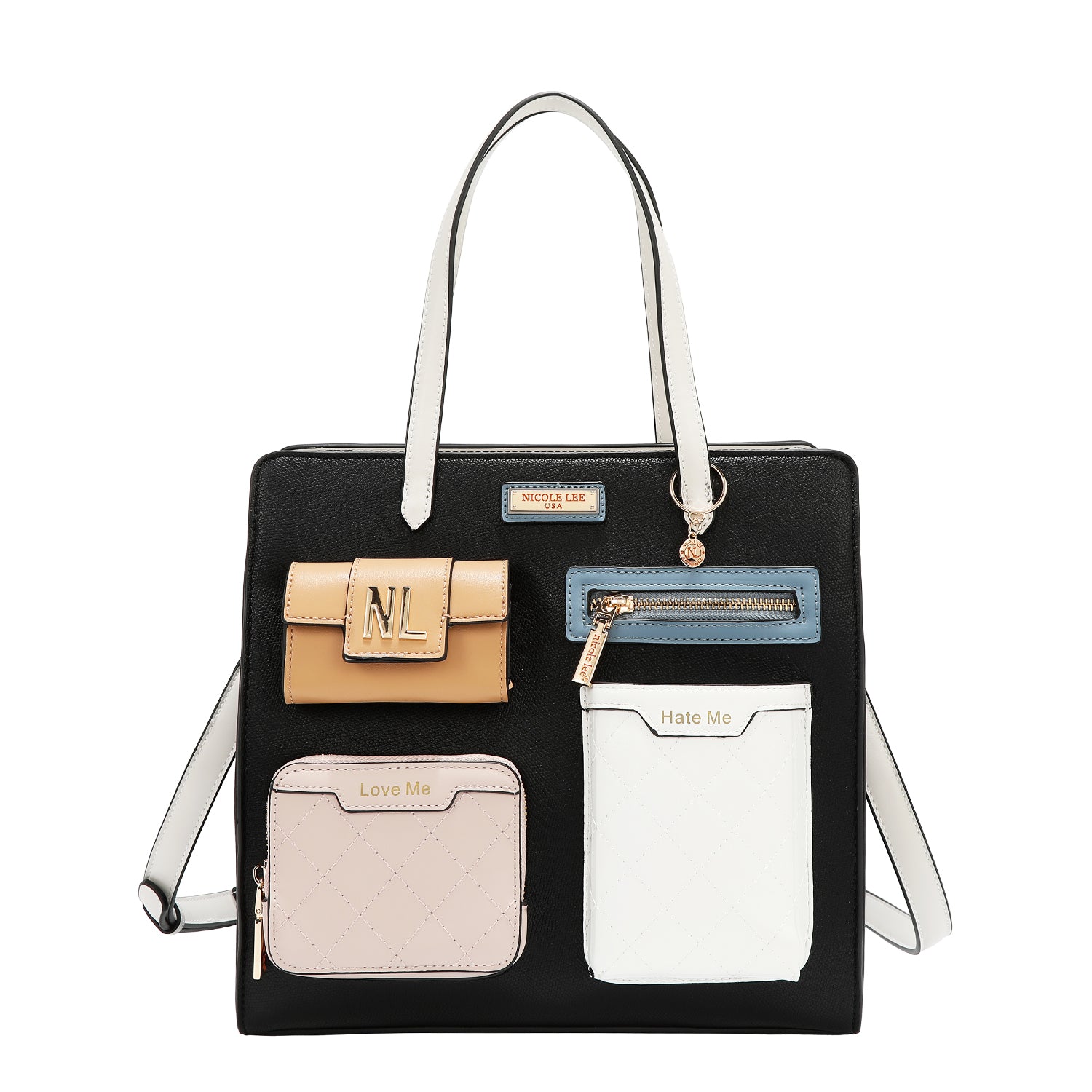 Borsa da tasca con blocchi di colore (nero)