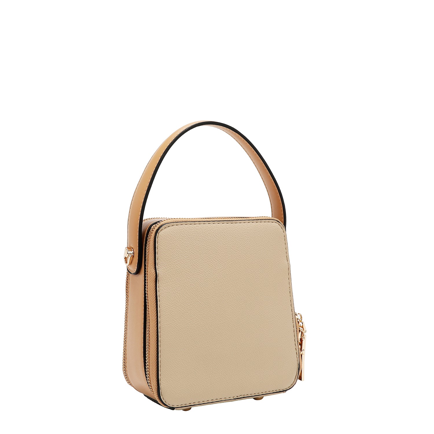 Bandolera con tasca e blocchi di colore (Taupe)