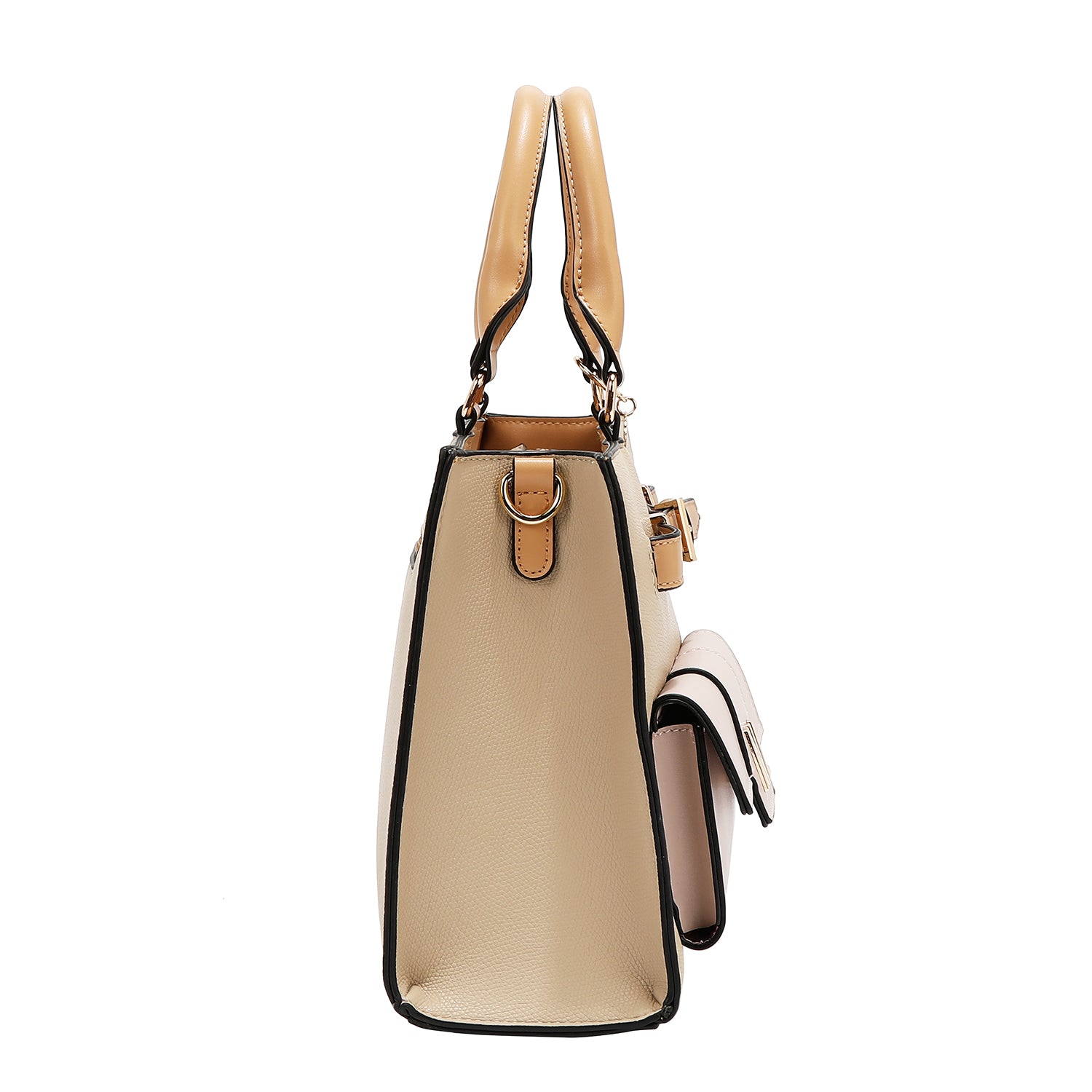 BOLSO DE BOLSILLO CON BLOQUES DE COLOR (TAUPE)