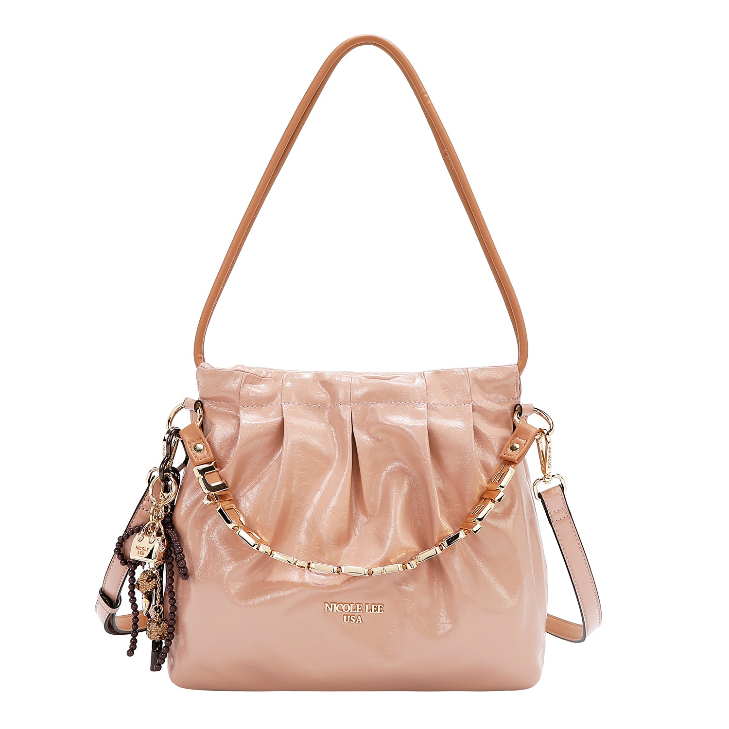 BOLSA DE HOMBRO CUADRADA DE LUJO SHIMMER (ROSA)