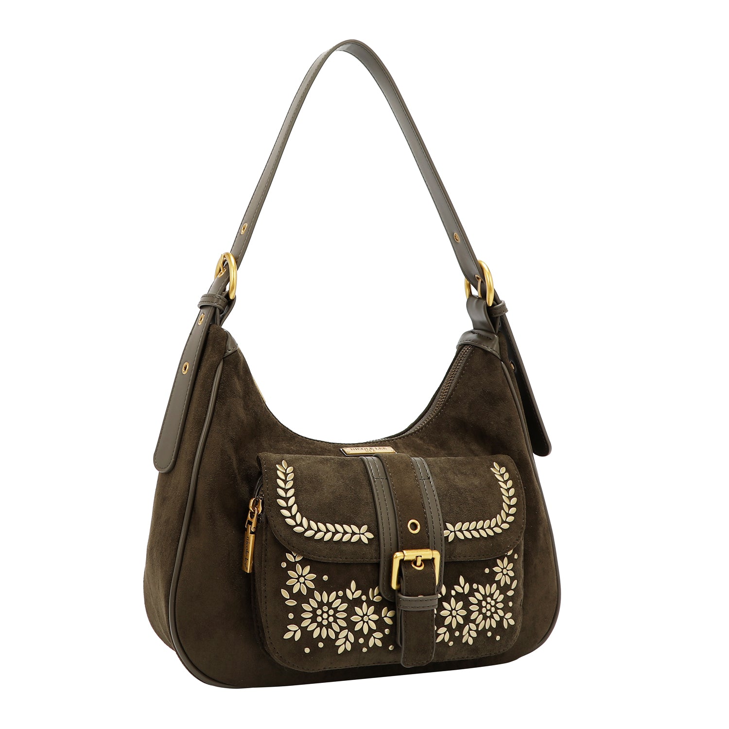 SAC BANDOULIÈRE AVEC DESIGN FLORAL (OLIVE)