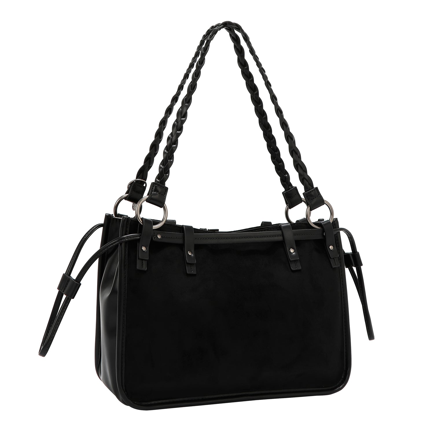 BORSA CON DISEGNO FLOREALE (NERO)